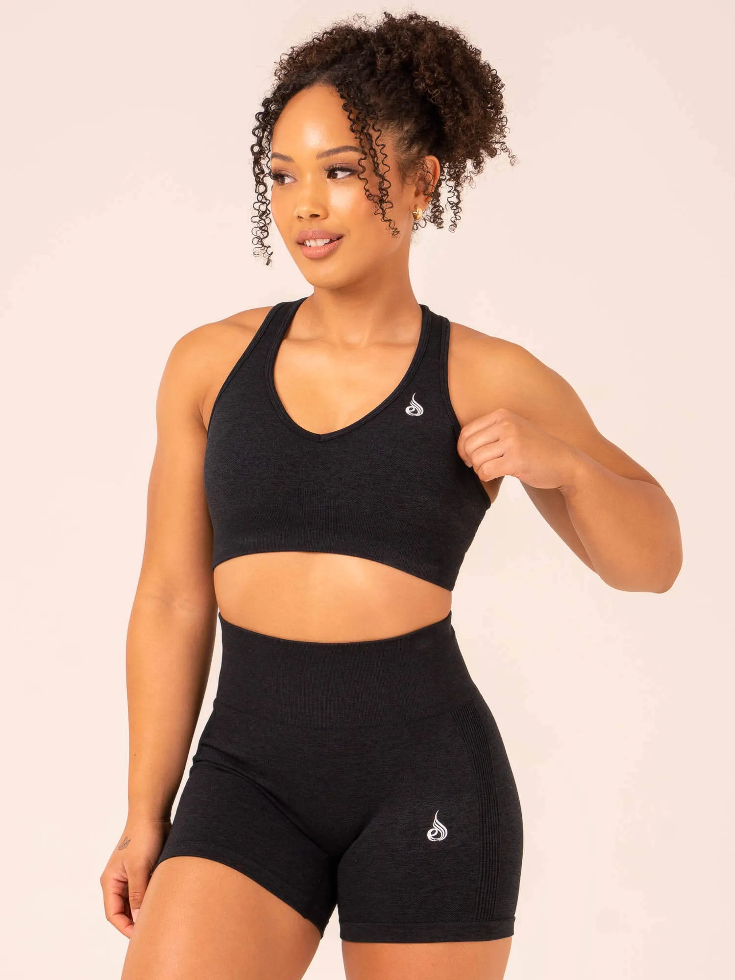 Contour Seamless Sports Bra - Black Marl Multi Function