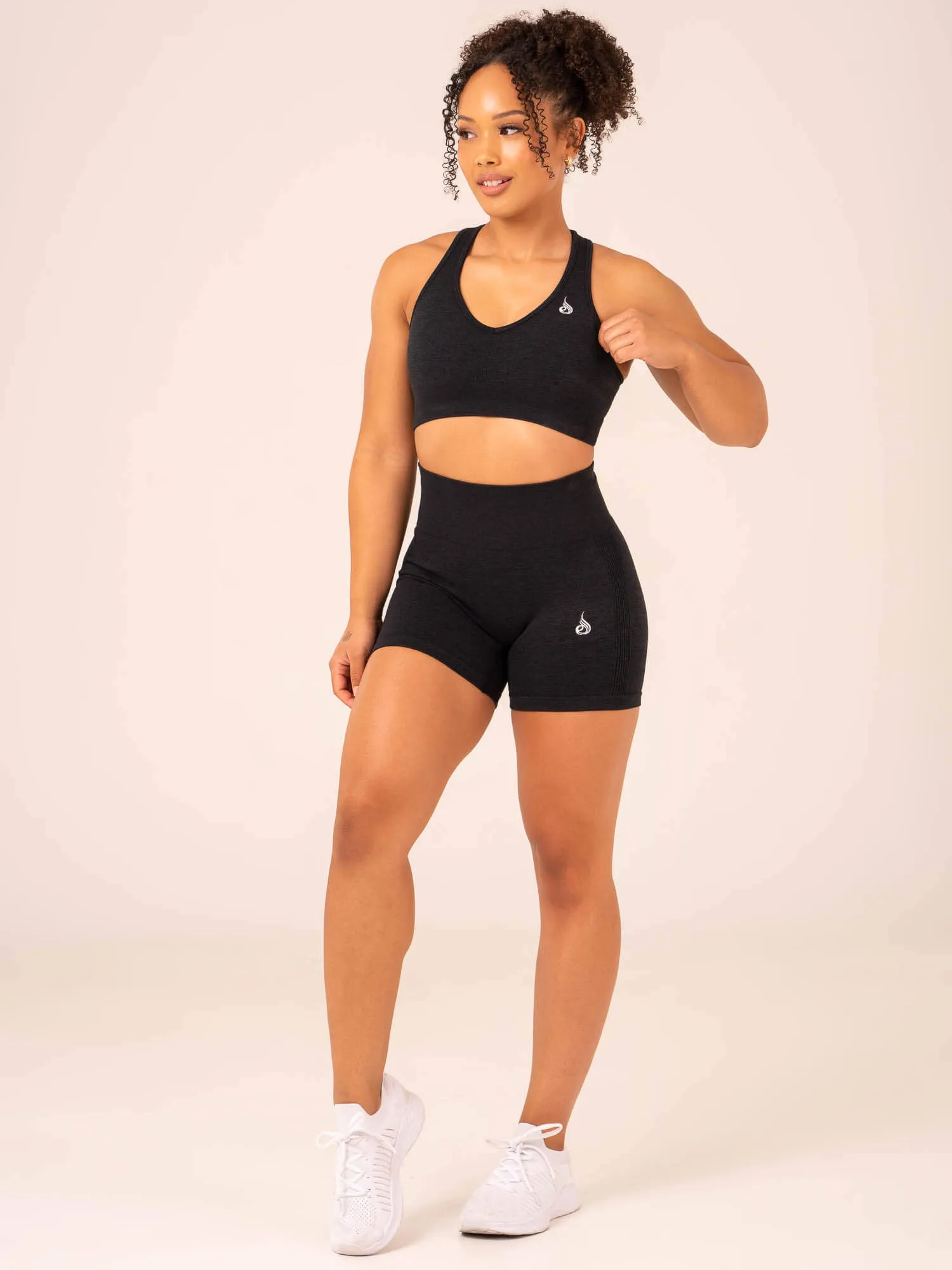 Contour Seamless Sports Bra - Black Marl Light Wrap