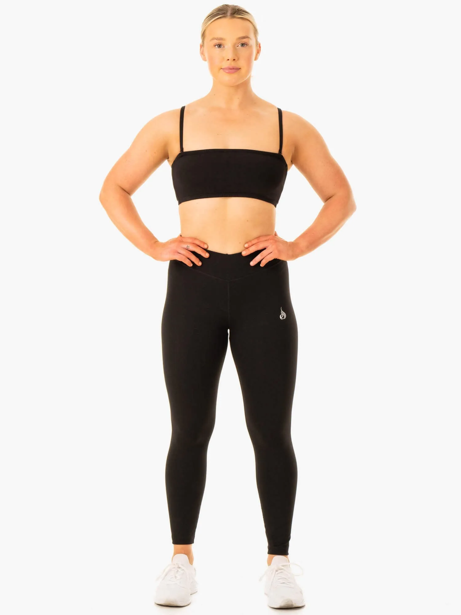 Convertible Bandeau Sports Bra - Black Soft Elastic