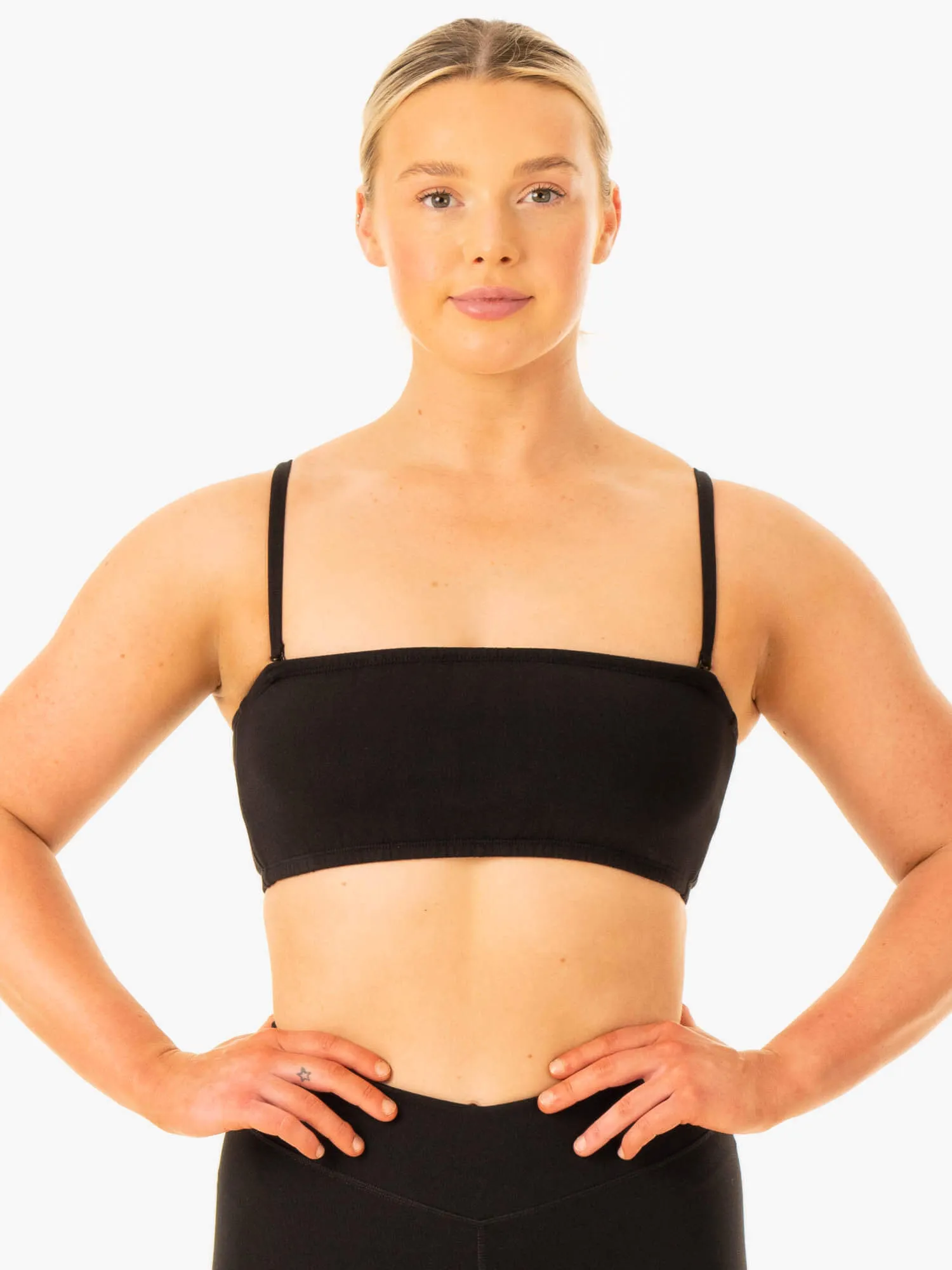 Convertible Bandeau Sports Bra - Black Slip Guard