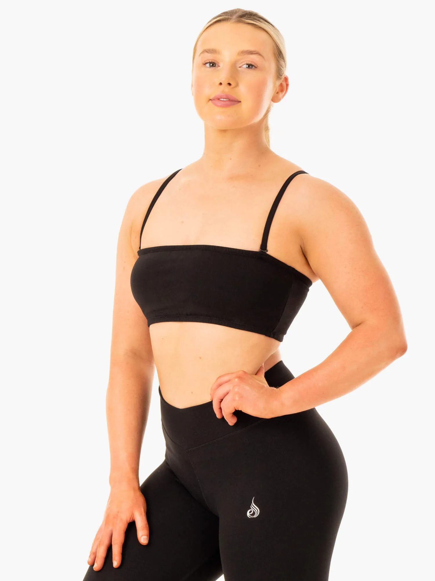 Convertible Bandeau Sports Bra - Black Flexible Stretch