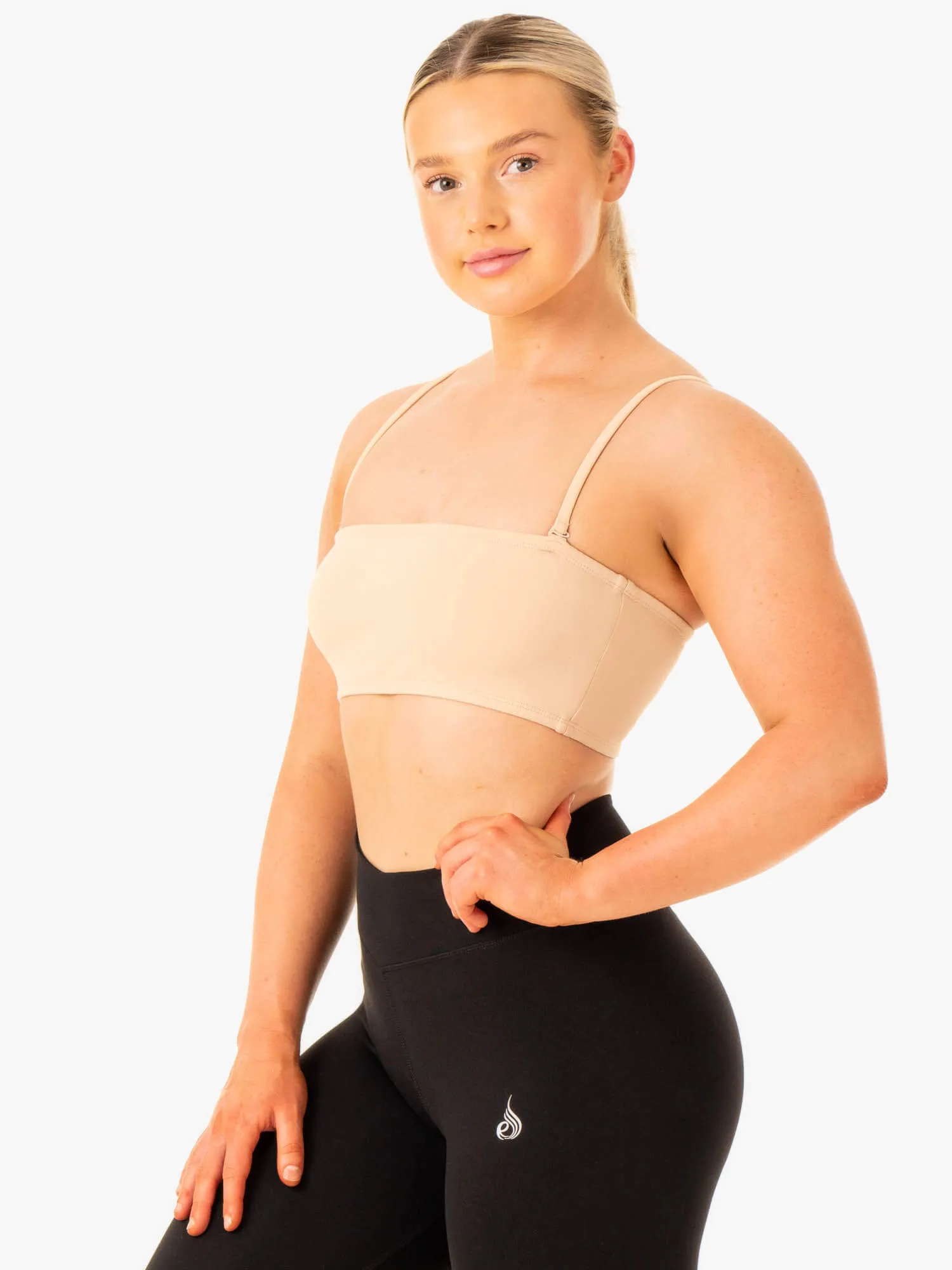 Convertible Bandeau Sports Bra - Sand Adjustable Straps