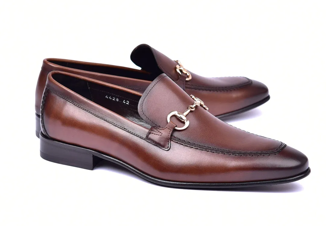 Corrente 4428 Leather slip-on Loafer Shoes - Antique Brown modern touch