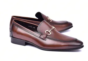 Corrente 4428 Leather slip-on Loafer Shoes - Antique Brown modern touch