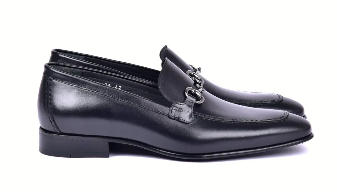 Corrente 4428 Leather slip-on Loafer Shoes - Black dapper touch