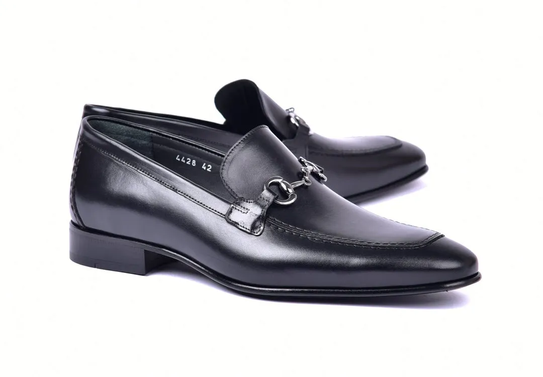 Corrente 4428 Leather slip-on Loafer Shoes - Black neutral tone