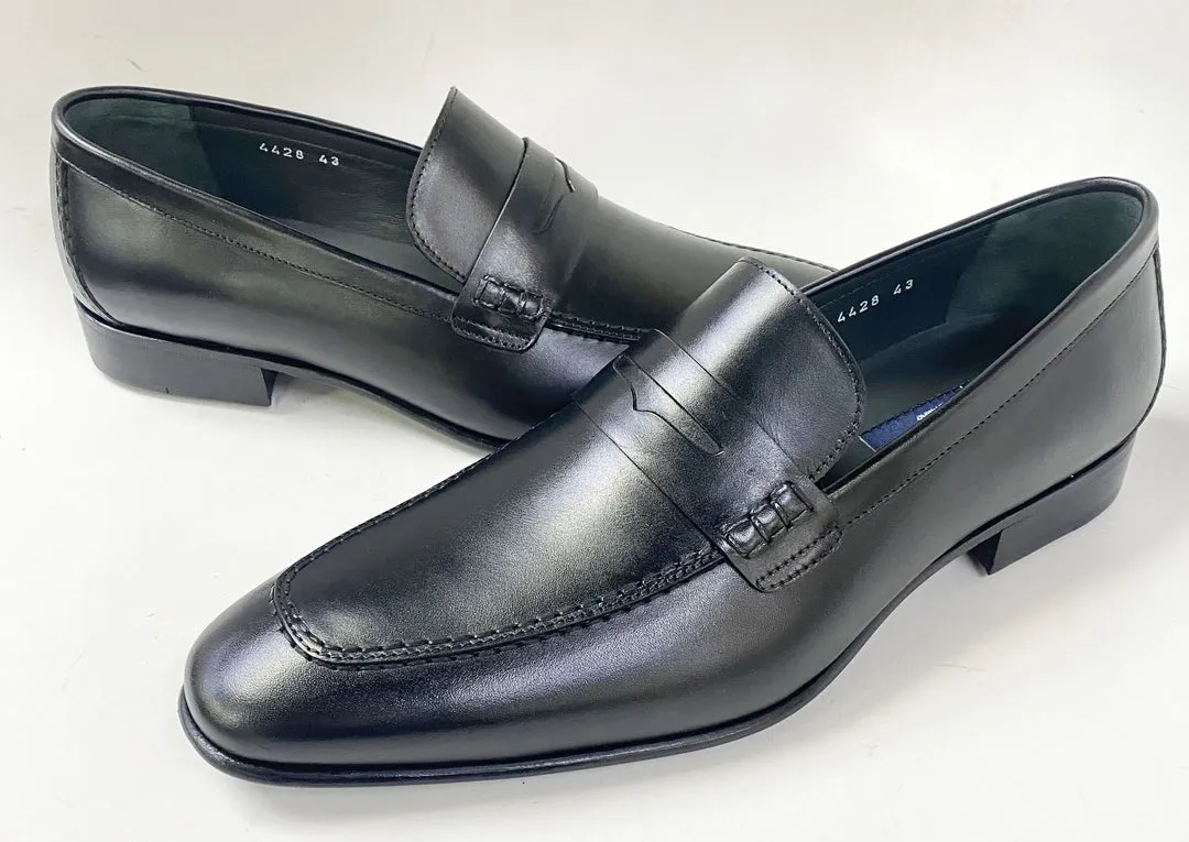 Corrente 4428 Leather slip-on Loafer Shoes - Penny Black evening look