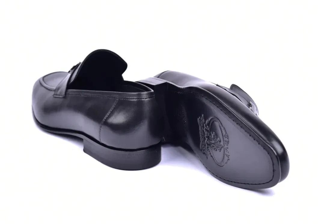 Corrente 5760 Burnished Calfskin Loafer - Black ceremony shoes