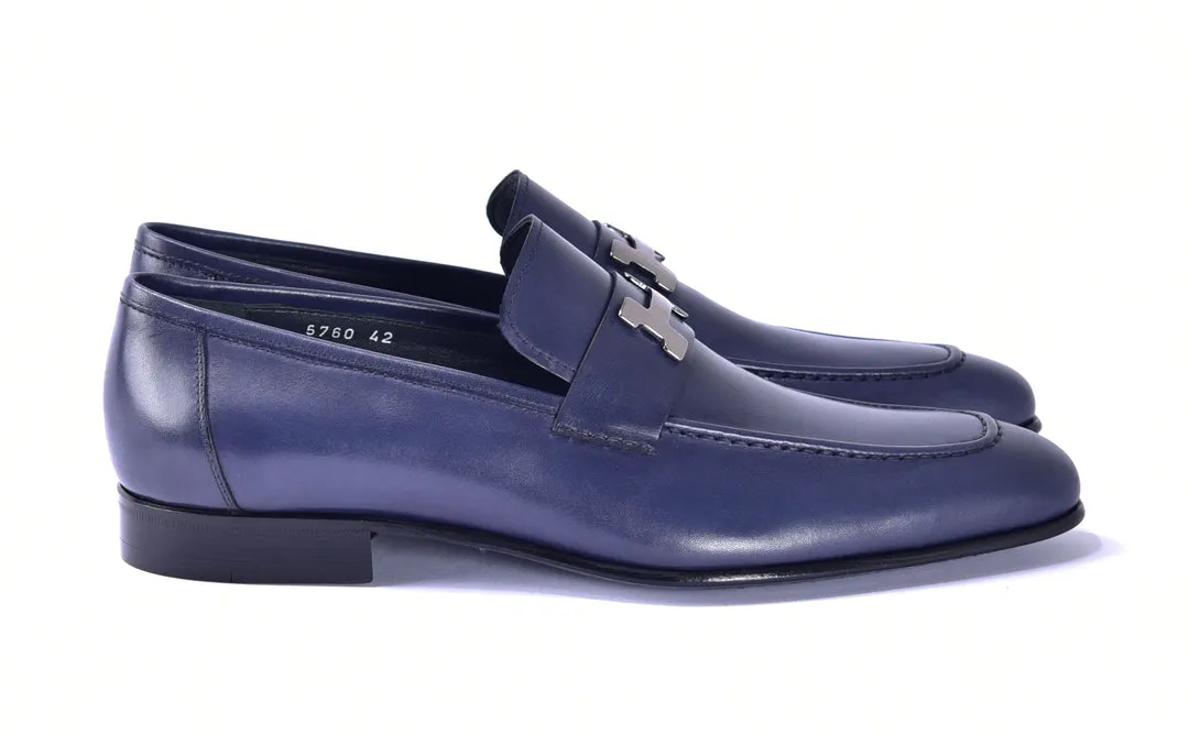 Corrente 5760 Burnished Calfskin Loafer - Navy smart appeal
