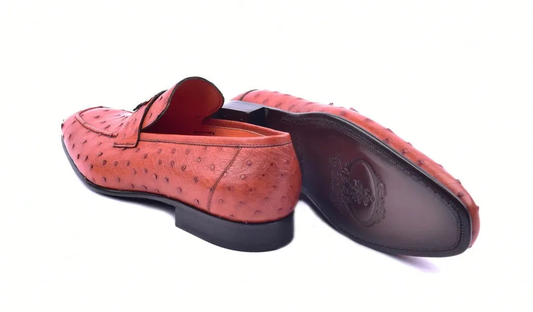 Corrente 5760 Ostrich Quill slip-on Loafer - Orange fresh fit
