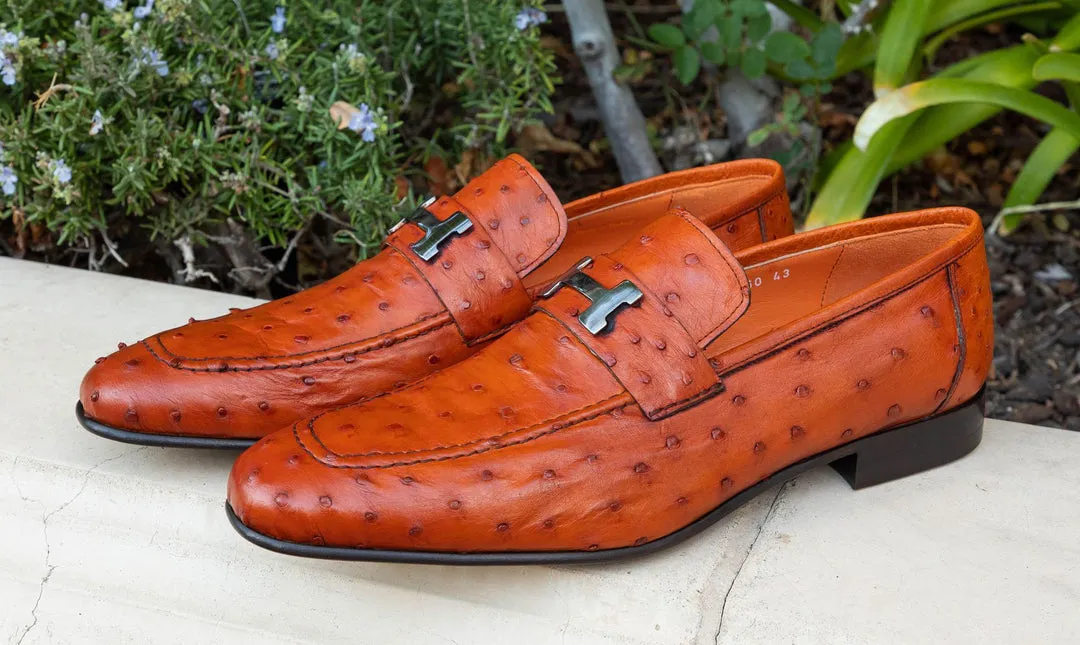 Corrente 5760 Ostrich Quill slip-on Loafer - Orange elegant shape