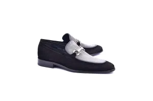 Corrente 6376 Suade Bit Buckle loafer - Black neat finish