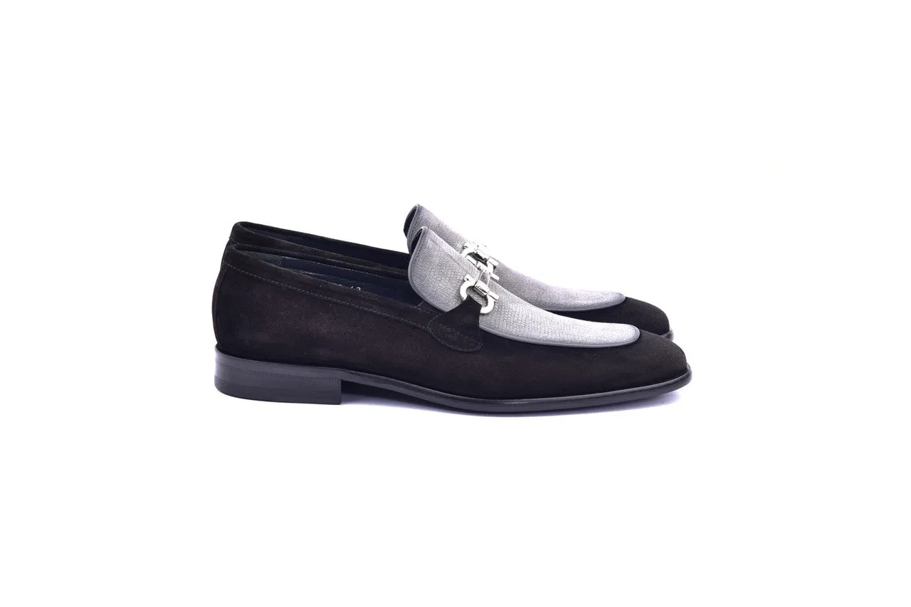 Corrente 6376 Suade Bit Buckle loafer - Black premium finish