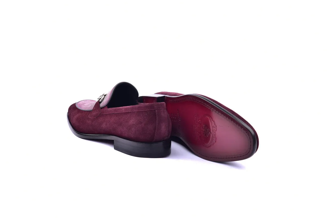 Corrente 6376 Suade Bit Buckle loafer - Burgundy elegant shape