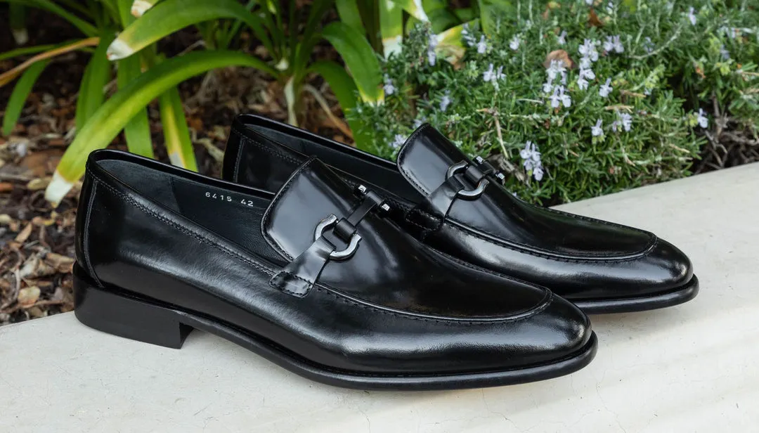 Corrente 6415 Calfskin slip-on Loafer  - Black Athletic Edge