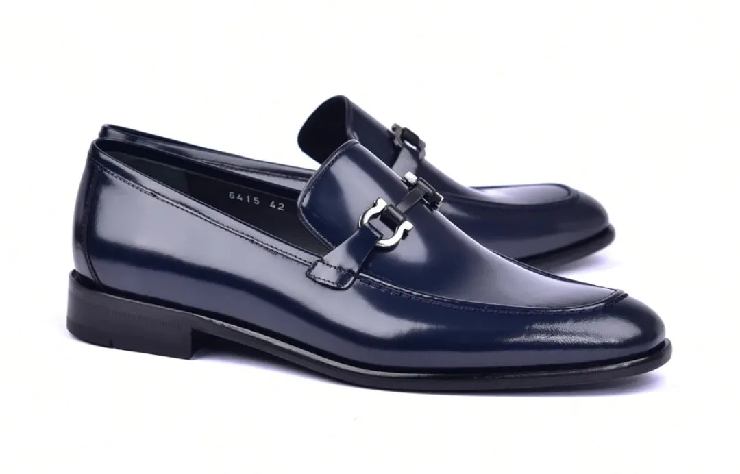 Corrente 6415 Calfskin slip-on Loafer  - Navy social vibe
