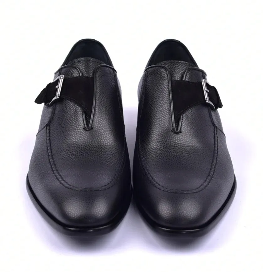 Corrente 6471 Leather slip-on Monkstrap Shoe - Black fine detail