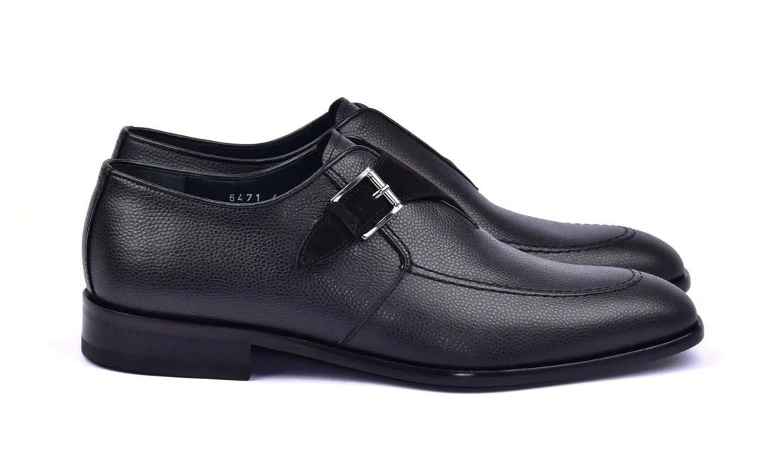 Corrente 6471 Leather slip-on Monkstrap Shoe - Black fine detail