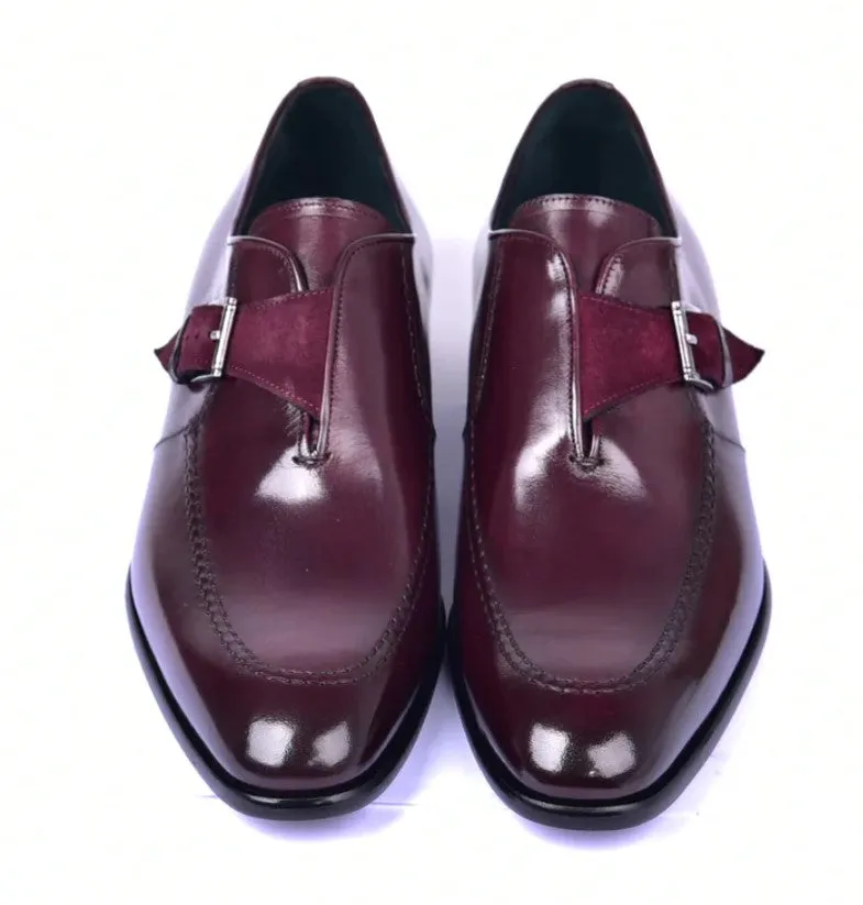 Corrente 6471 Leather slip-on Monkstrap Shoe - Burgundy supportive fit