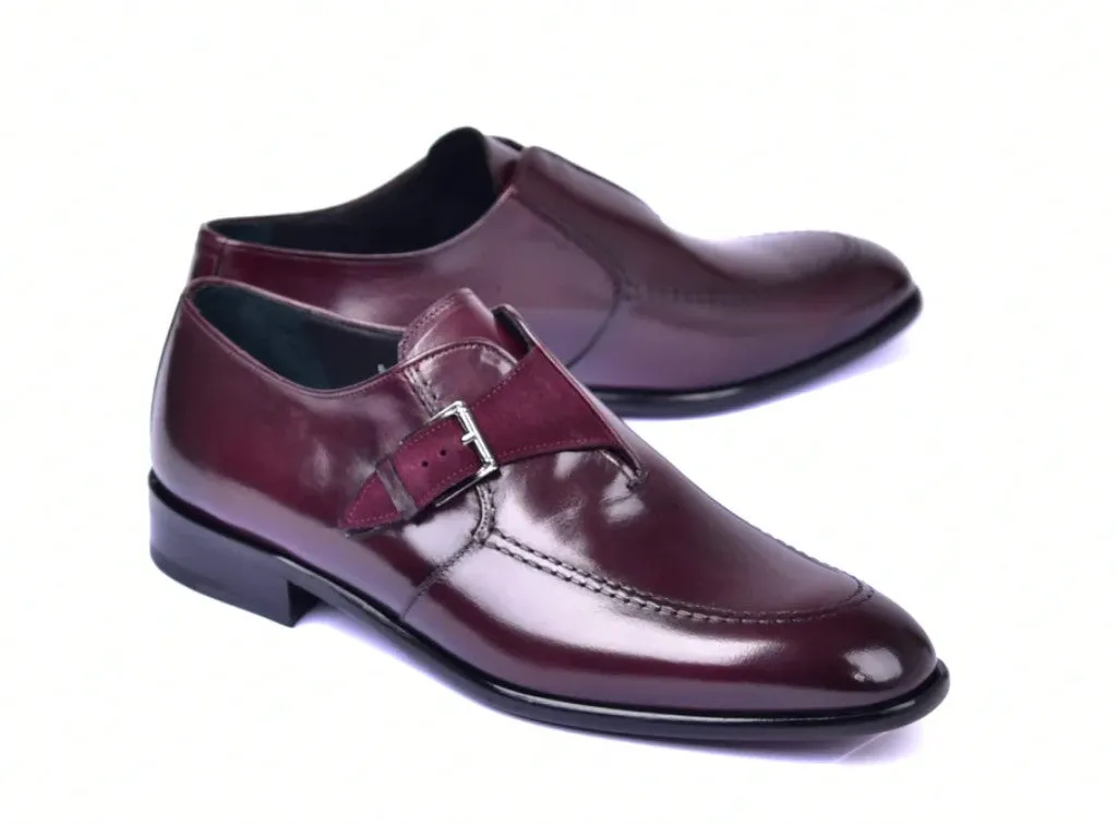 Corrente 6471 Leather slip-on Monkstrap Shoe - Burgundy balanced step