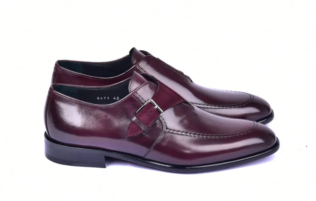 Corrente 6471 Leather slip-on Monkstrap Shoe - Burgundy air cushion