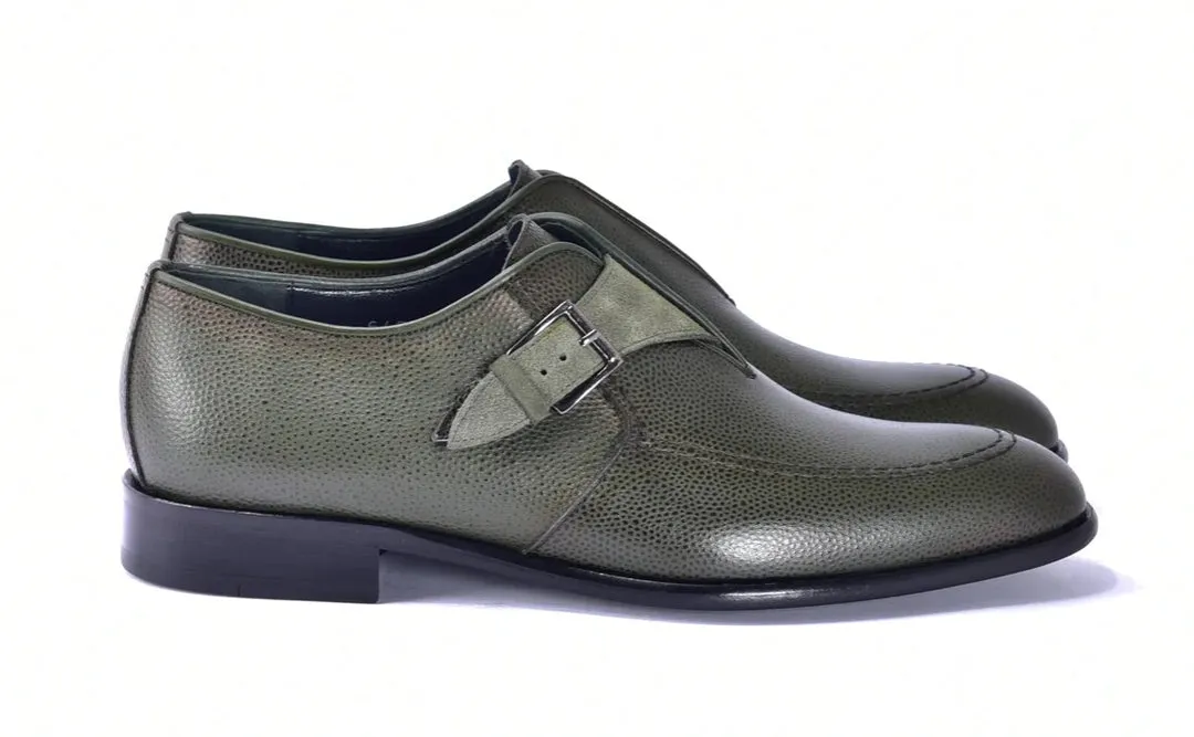 Corrente 6471 Leather slip-on Monkstrap Shoe - Green daily go