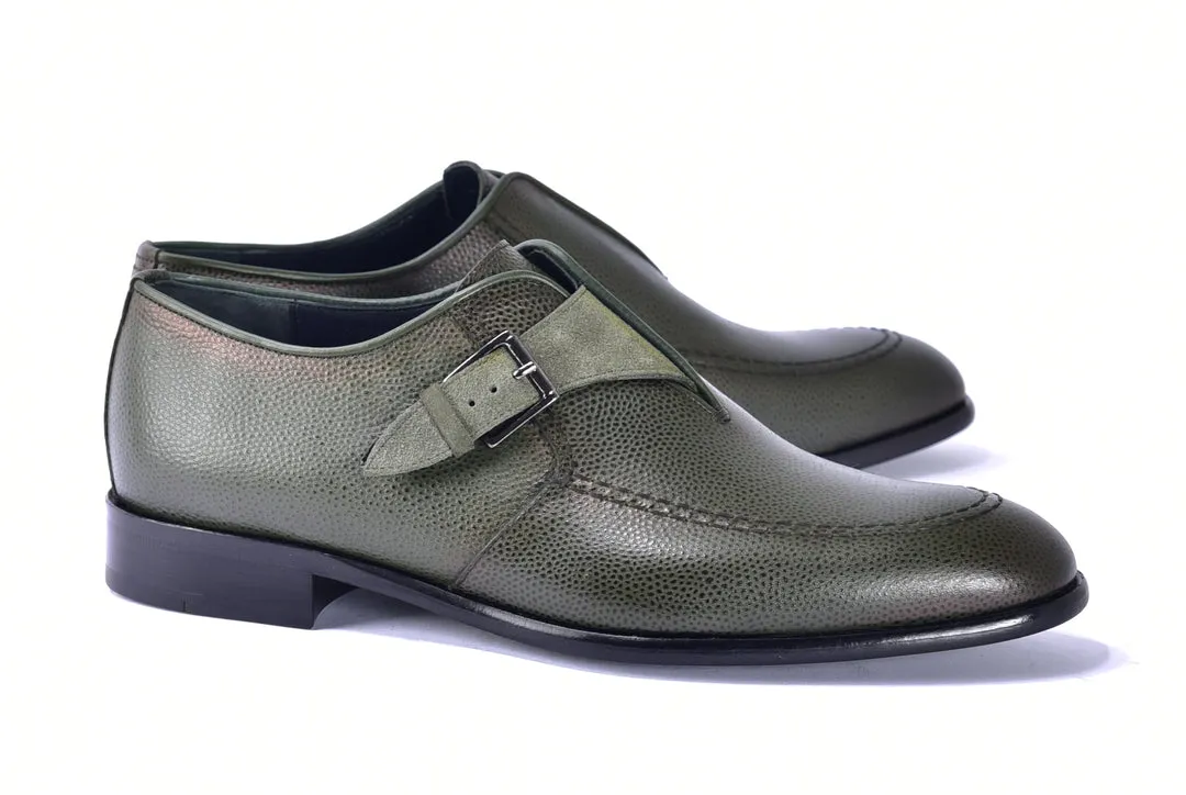 Corrente 6471 Leather slip-on Monkstrap Shoe - Green energy back