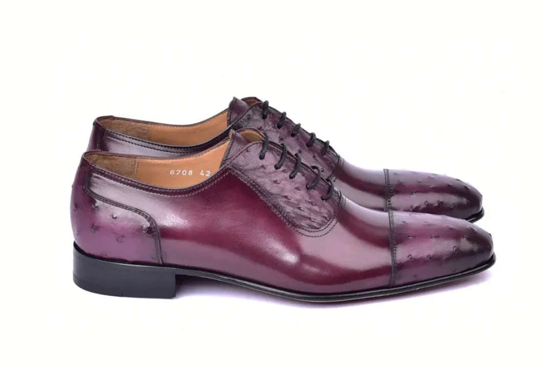Corrente 6708 Cap-Toe lace-up Oxford - Burgundy low profile