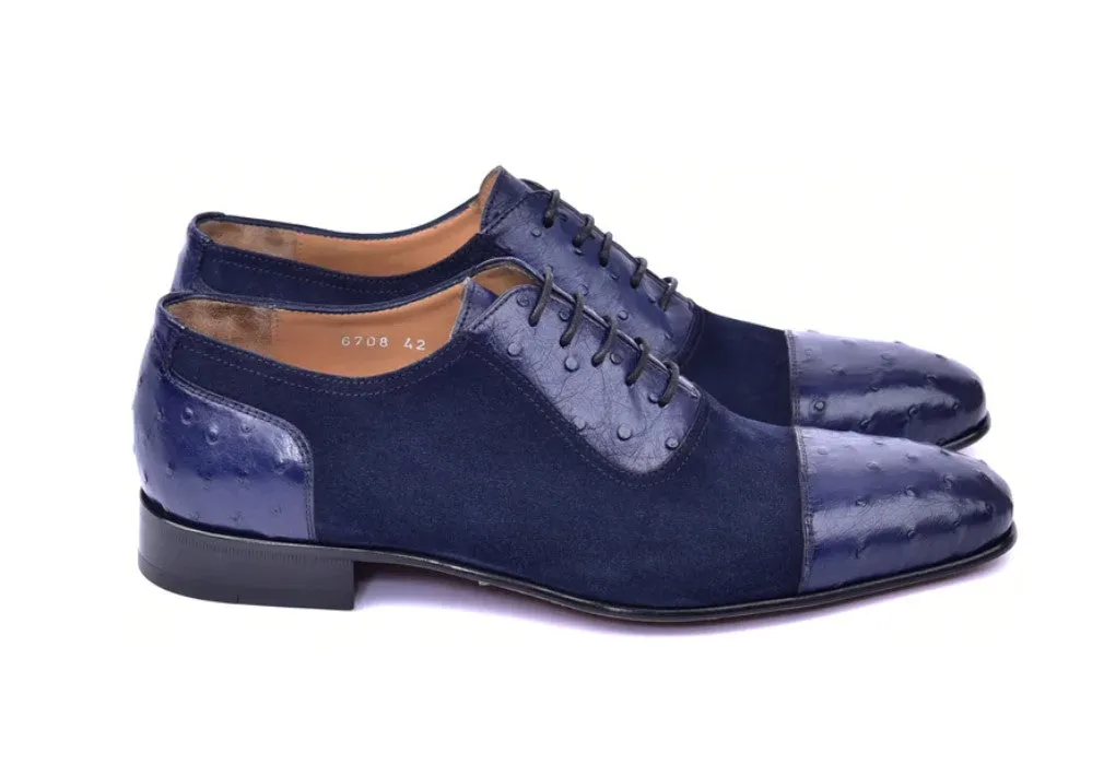 Corrente 6708 Cap-Toe lace-up Oxford - Navy ergonomic build