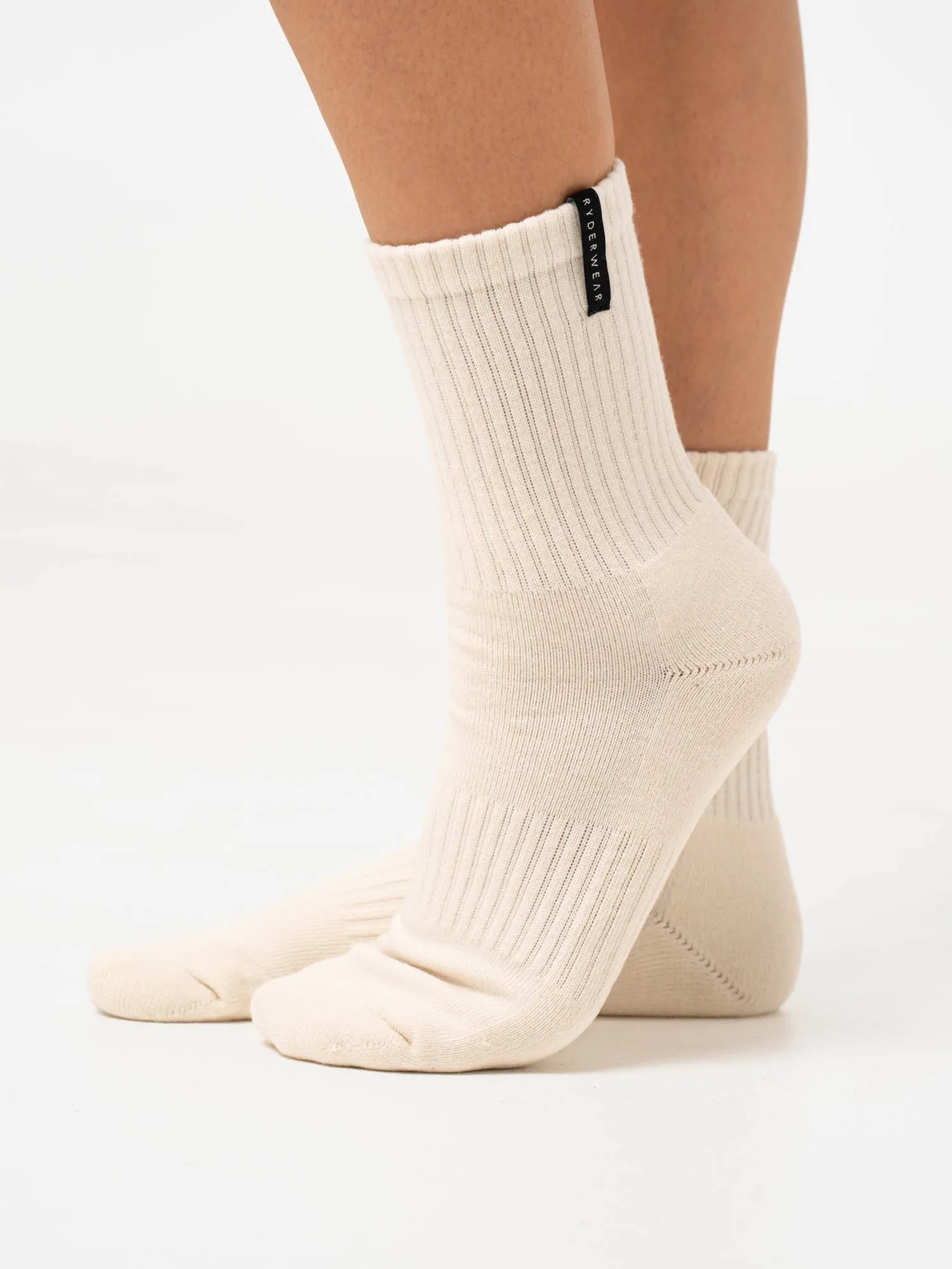 Crew Socks - Latte Stonewash Soft Fit