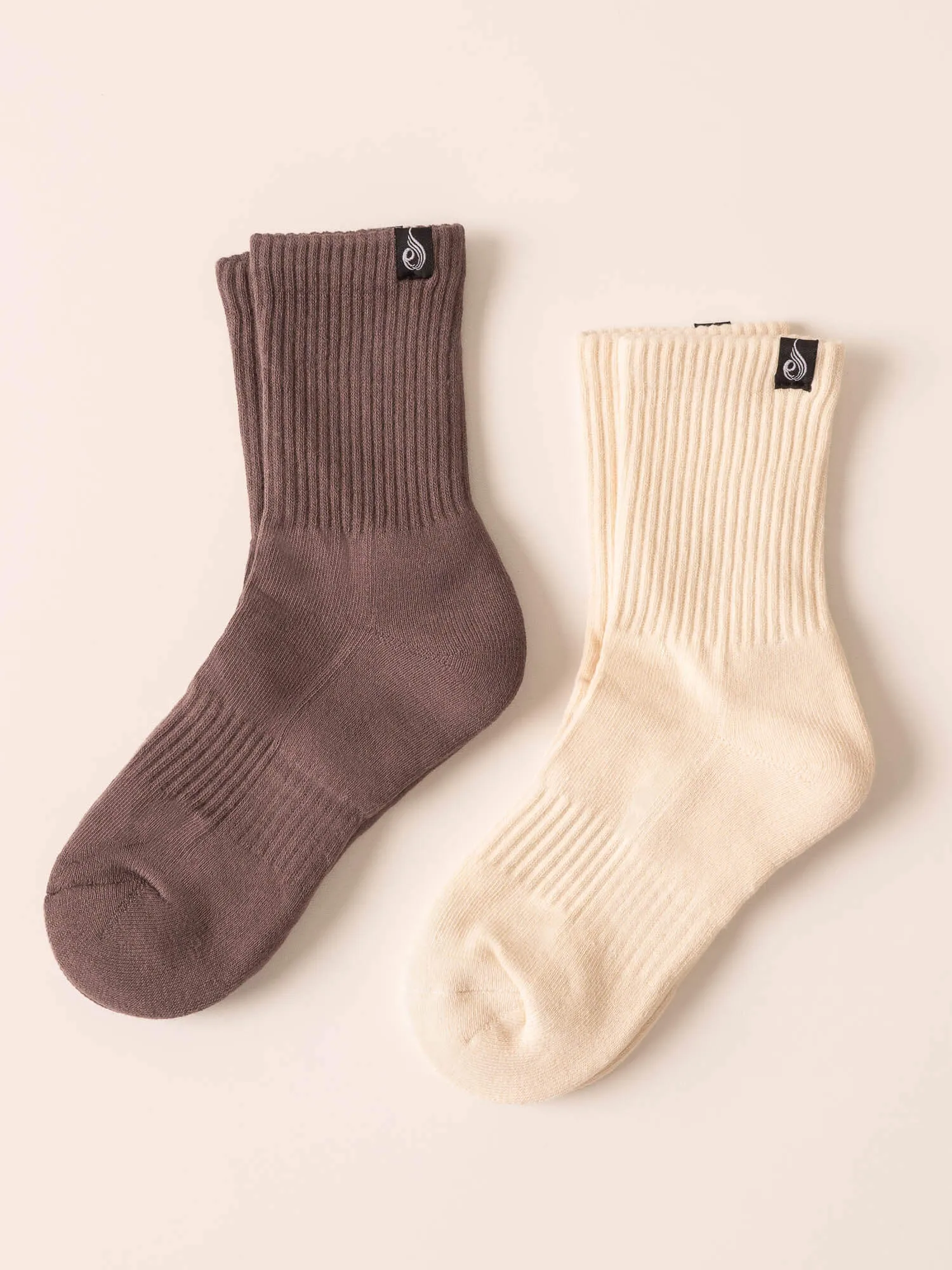 Crew Socks - Vanilla/Taupe Long Wear