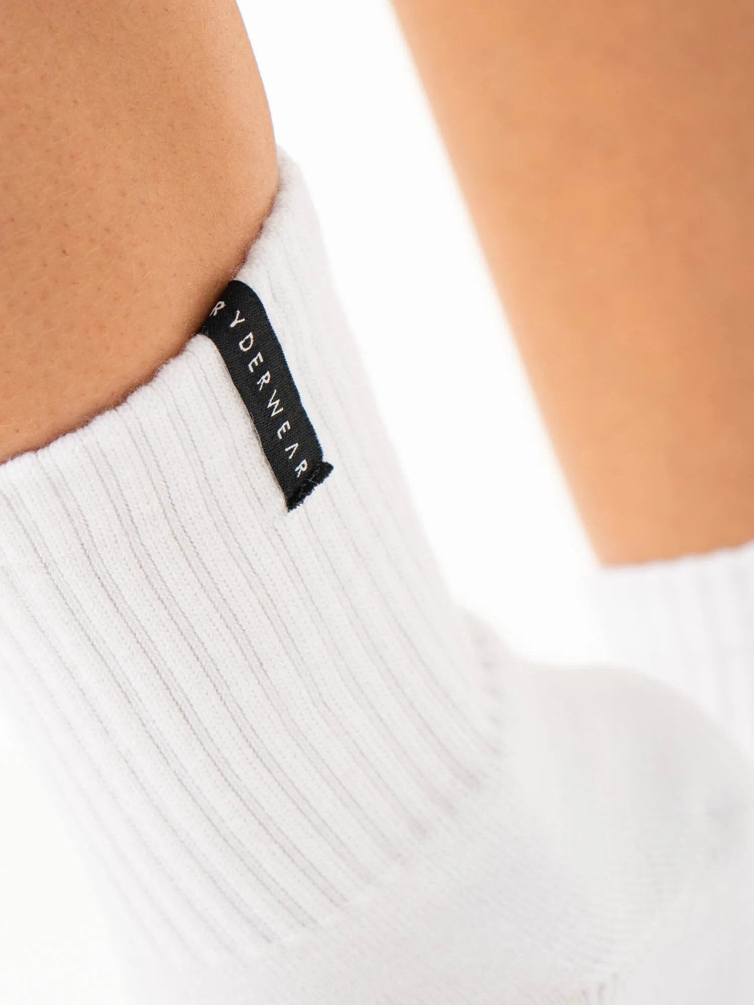 Crew Socks - White Elastic Support