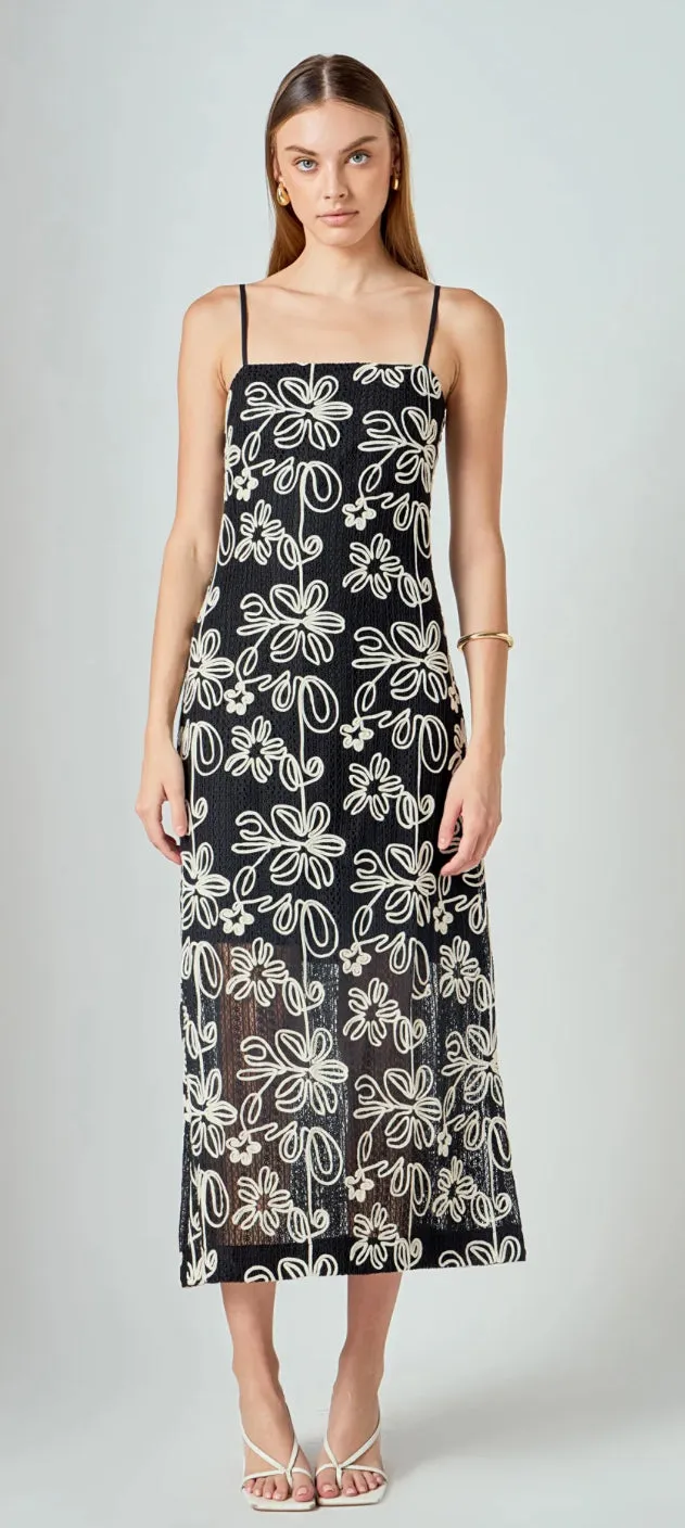 Crochet Embroidered Maxi Dress Color world