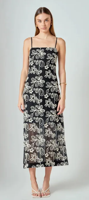 Crochet Embroidered Maxi Dress Color world