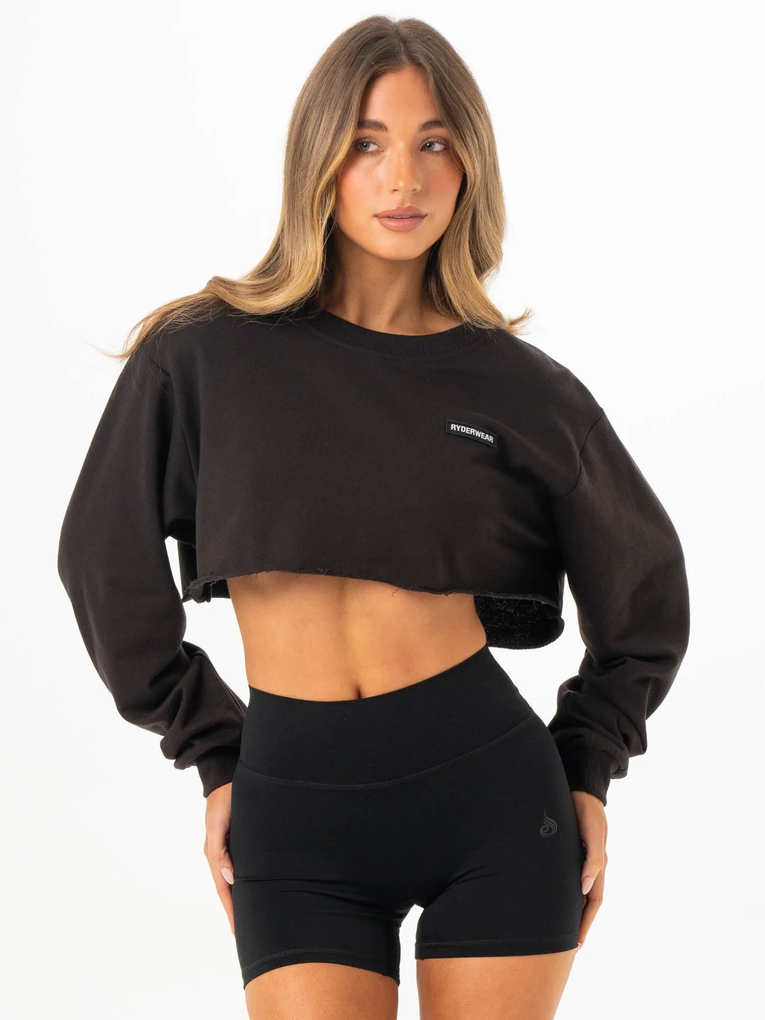 Cropped Sweater - Washed Black color choice
