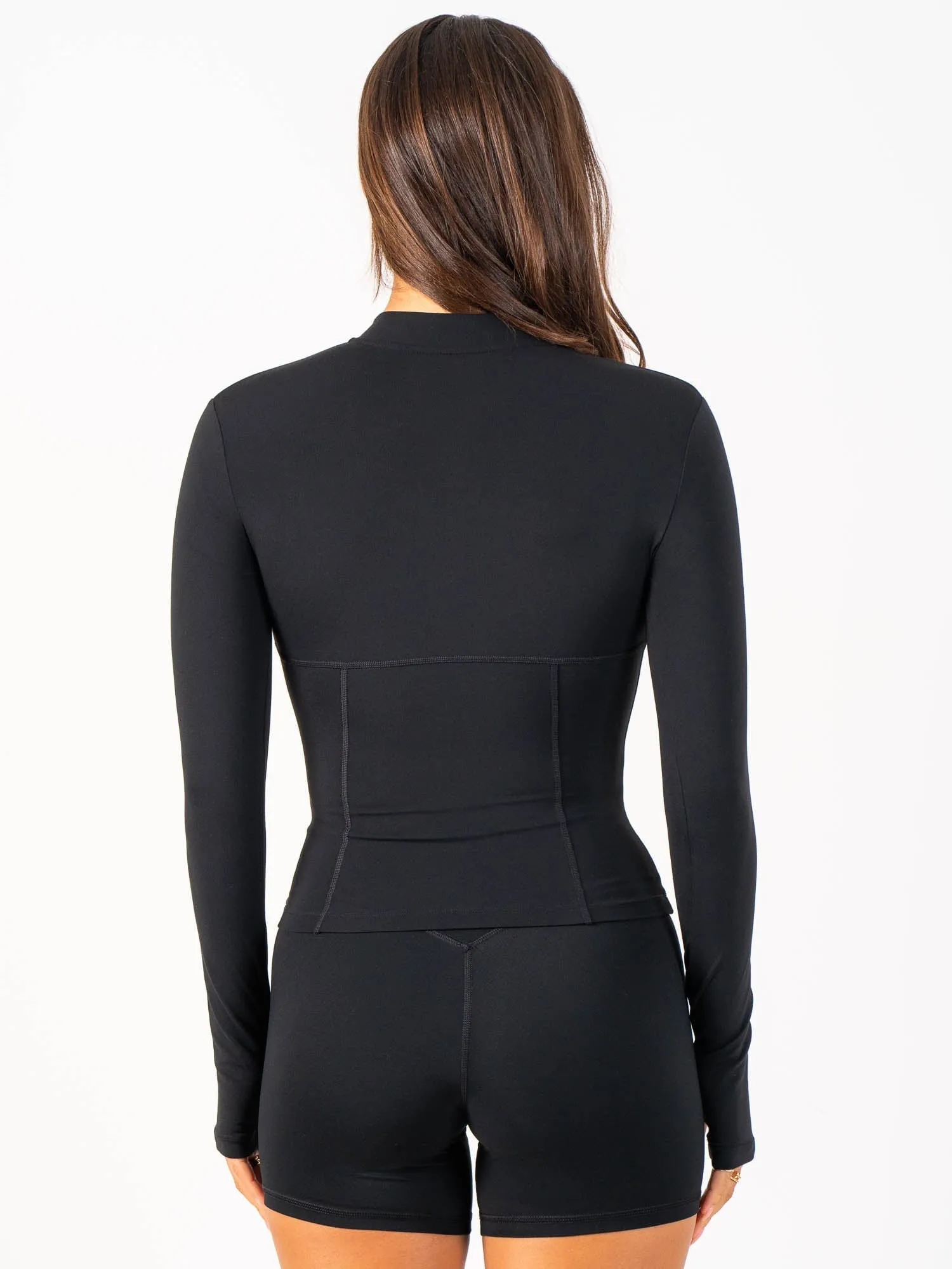 Cropped Zip Jacket - Black premium fabric