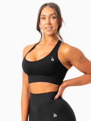 Cross Back Seamless Bra - Black Heat Release