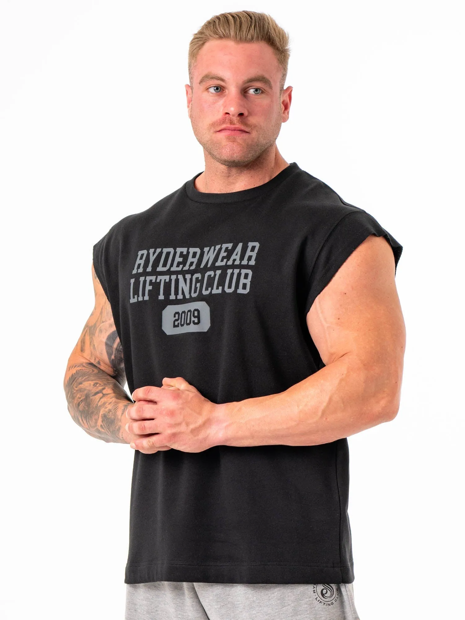 Cut Off Muscle Tank - Black minimal design