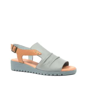 Django & Juliette Women's Madis Steel Leather Gray/Tan terrain fit