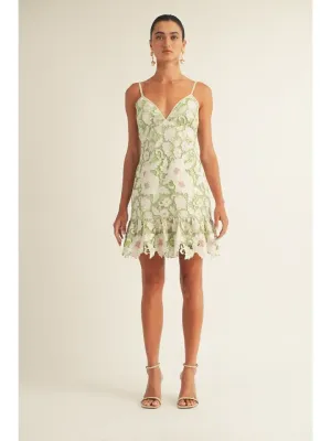 Dylan Spaghetti Strap V-Neck Floral Lace Mini Dress Multi-function