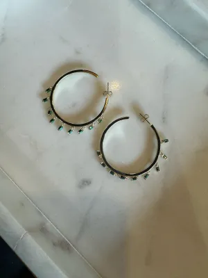 Emerald Dangle Hoop classic feel