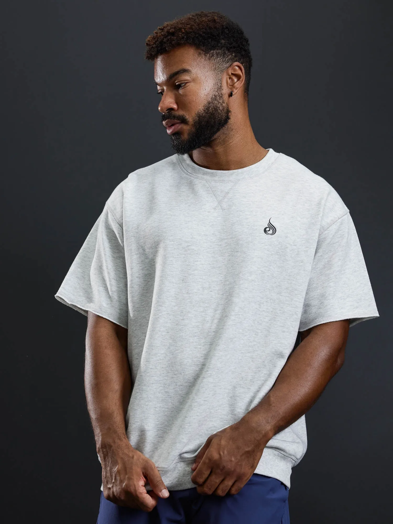 Emerge Fleece T-Shirt - Snow Grey Marl gym ready