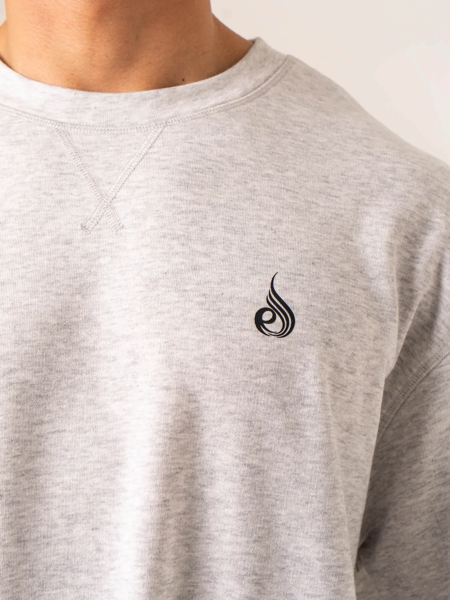 Emerge Fleece T-Shirt - Snow Grey Marl college look