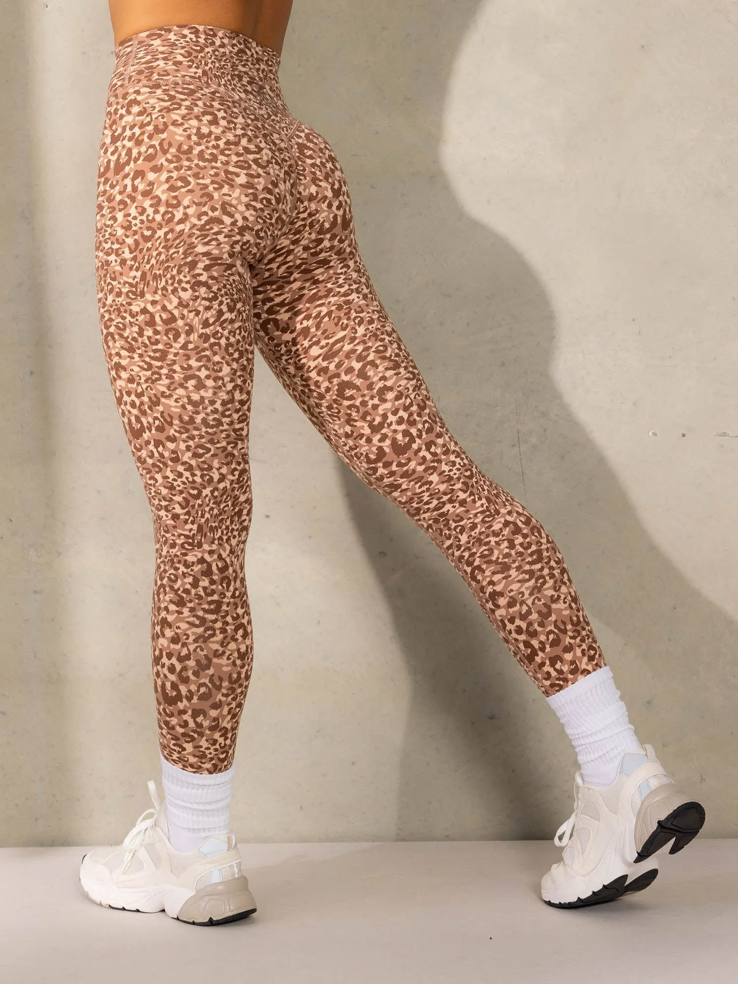 Empower High Waisted Leggings - Mocha Leopard Layer-friendly