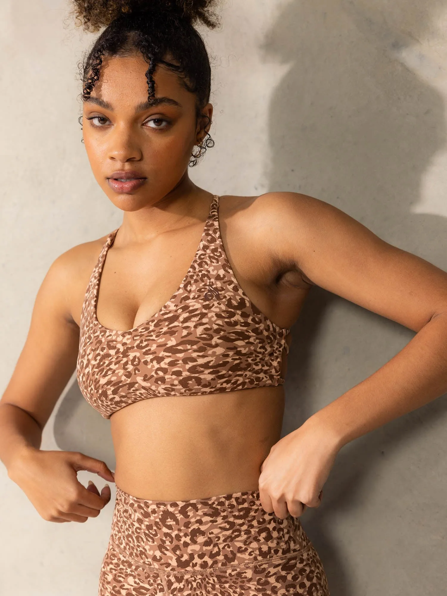 Empower Sports Crop - Mocha Leopard Stable Coverage