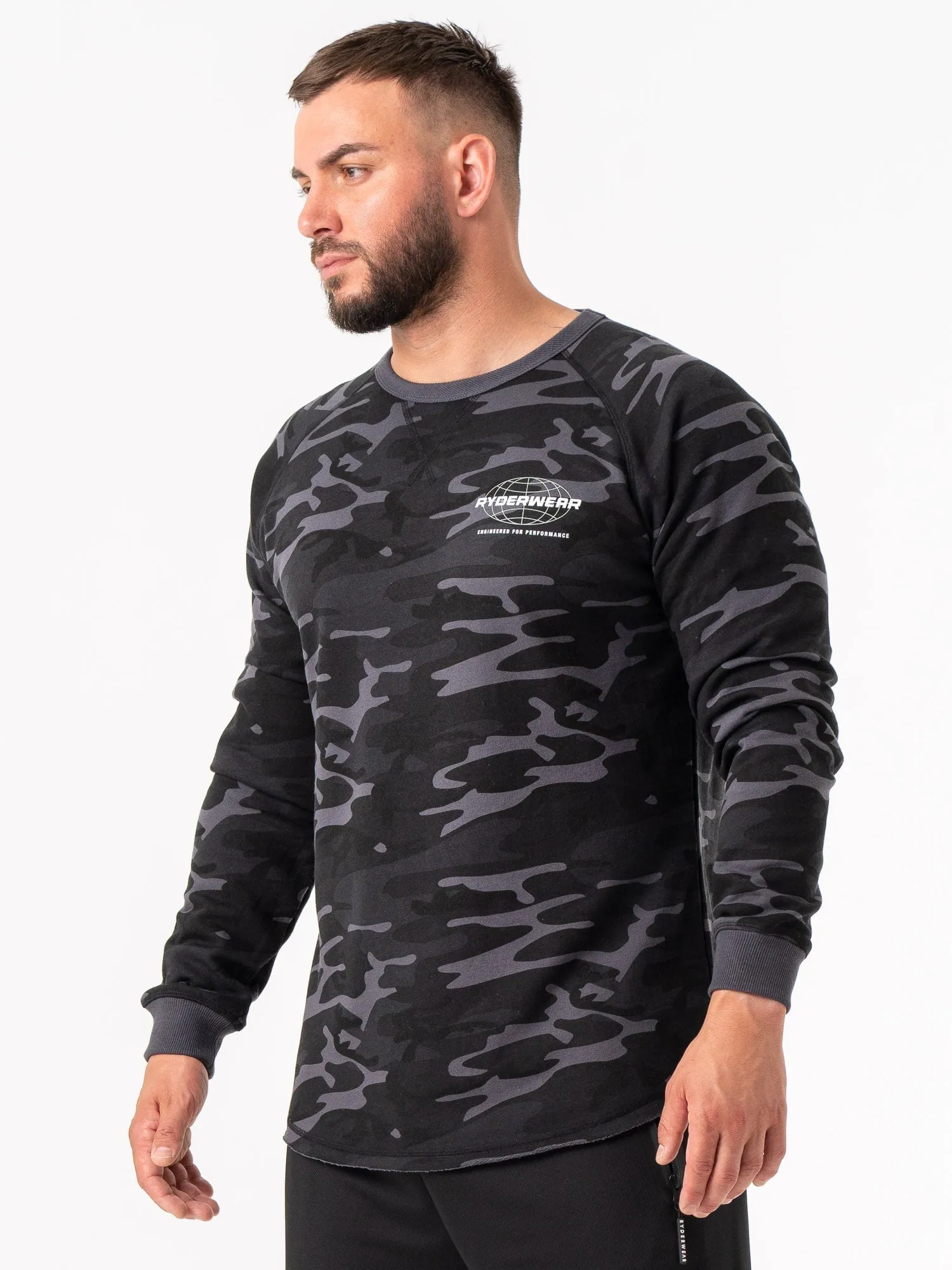 Energy Crew Neck - Black Camo warm fabric
