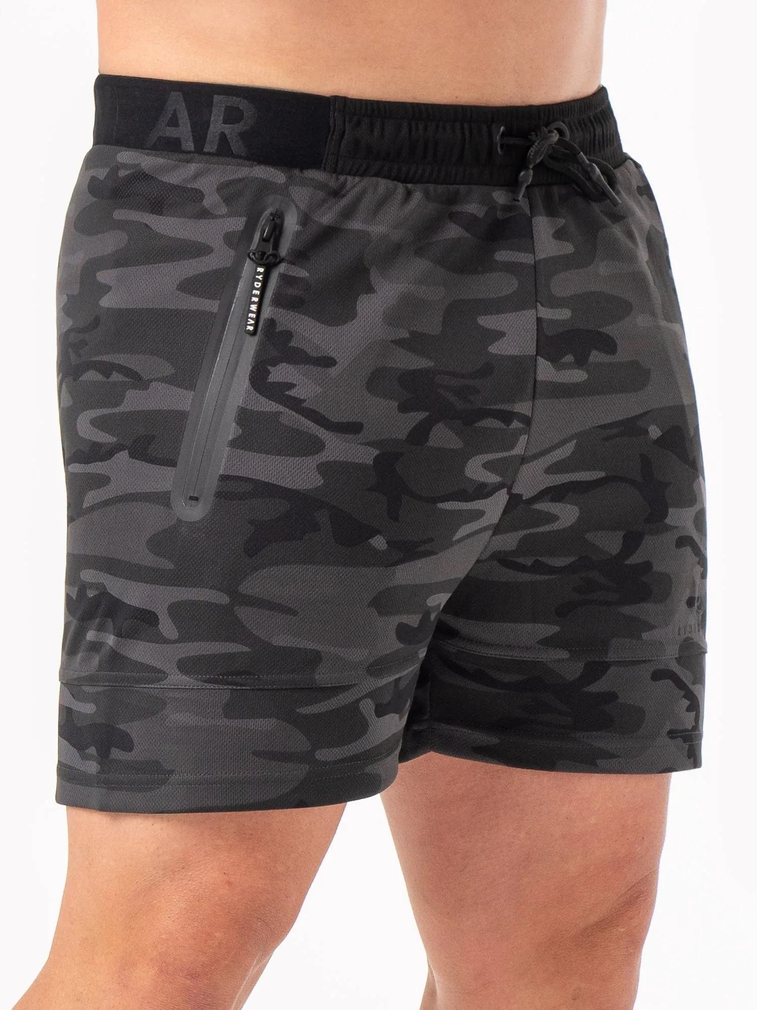 Energy Mesh Shorts - Black Camo workout companion