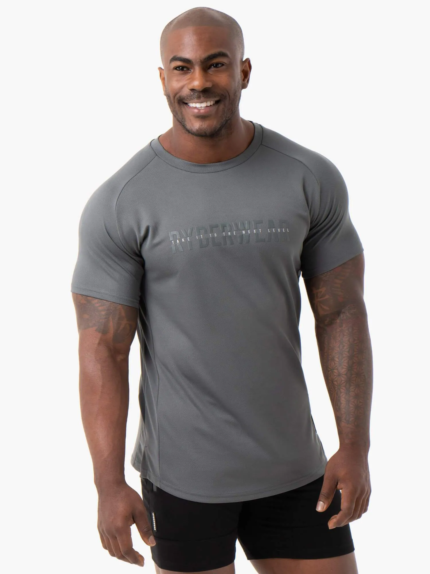 Energy Mesh T-Shirt - Charcoal casual layering