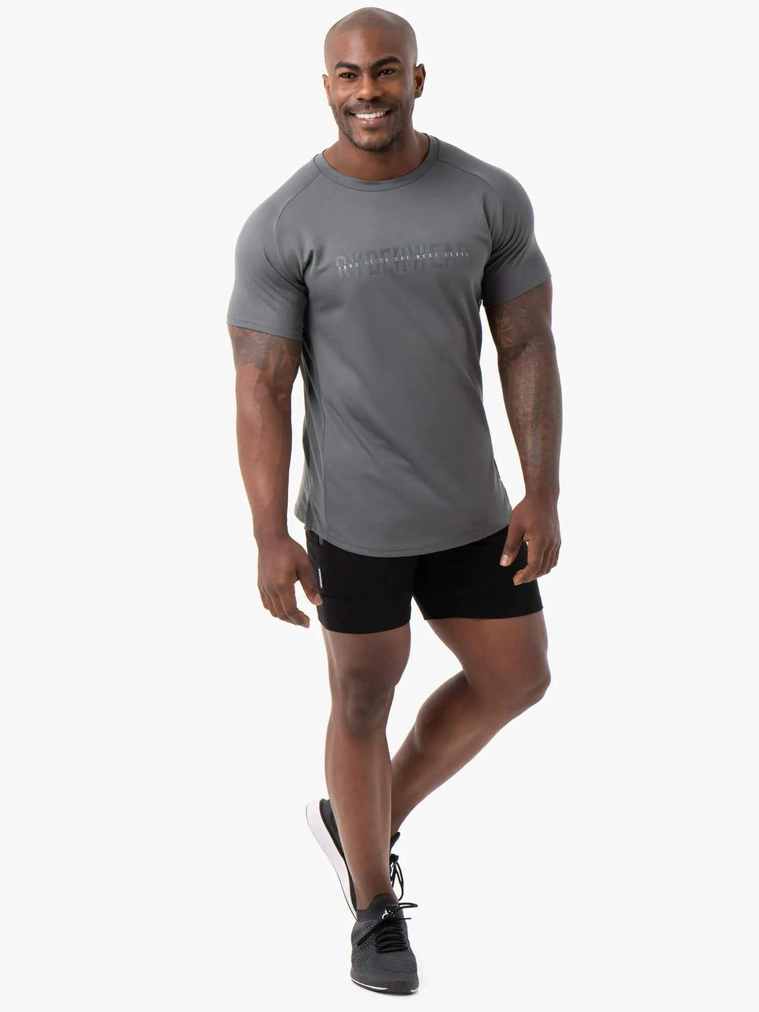 Energy Mesh T-Shirt - Charcoal colorful print