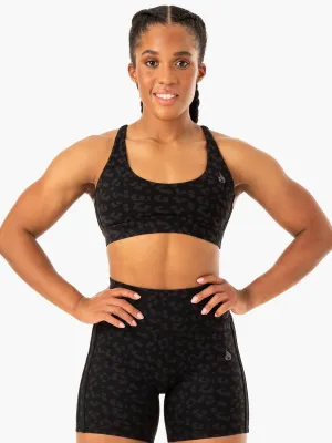 Evolution Sports Bra - Black Leopard Shock Absorb